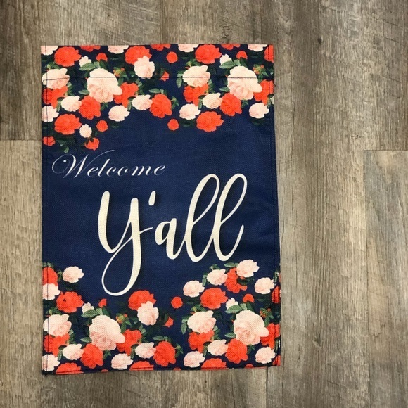 NWT GARDEN FLAG WELCOME Y’ALL NAVY FLORAL PRETTY - Picture 4 of 4